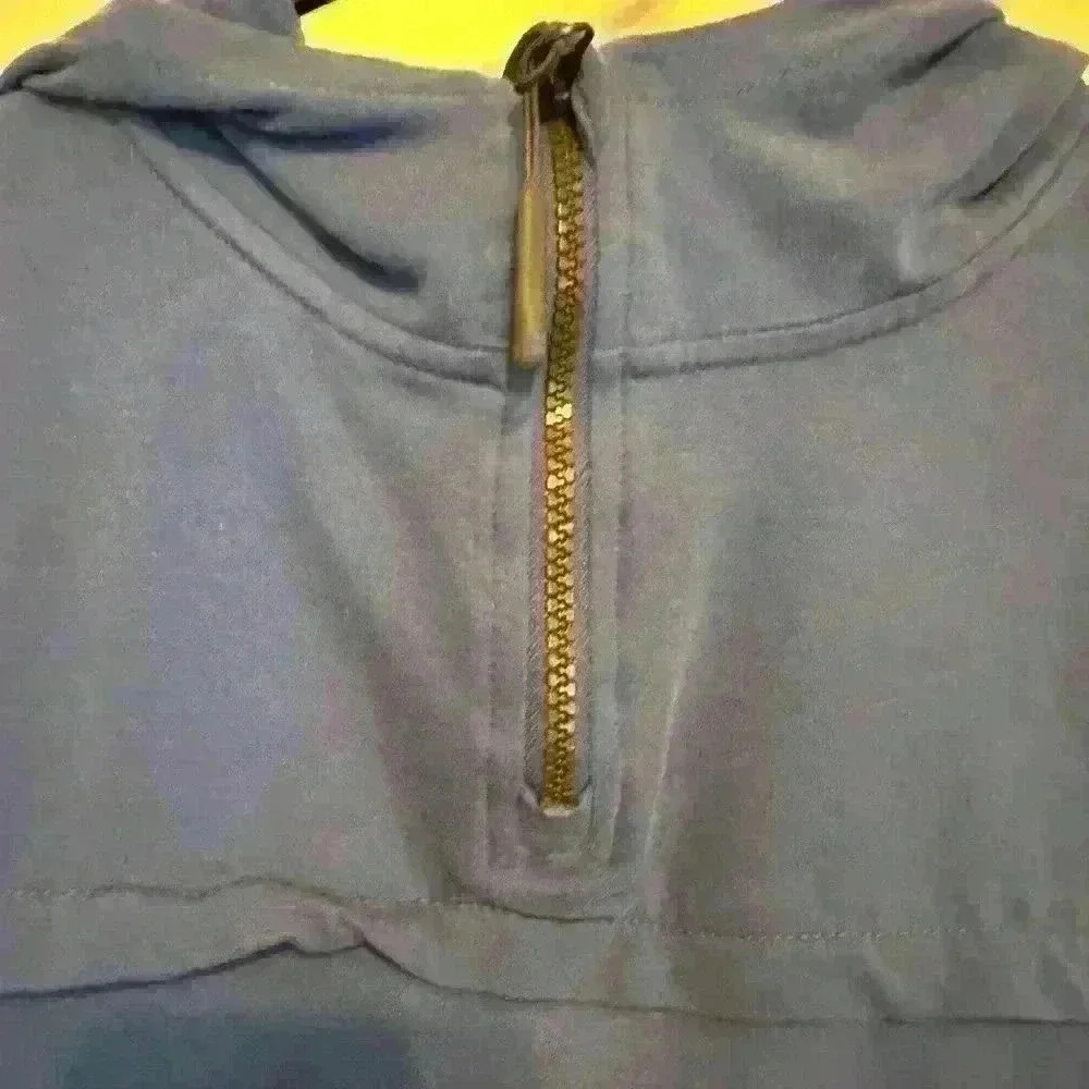 Sweaty Betty Blue Pullover Sweatshirt with funnel collar and hood, size small - Picture 7 of 8